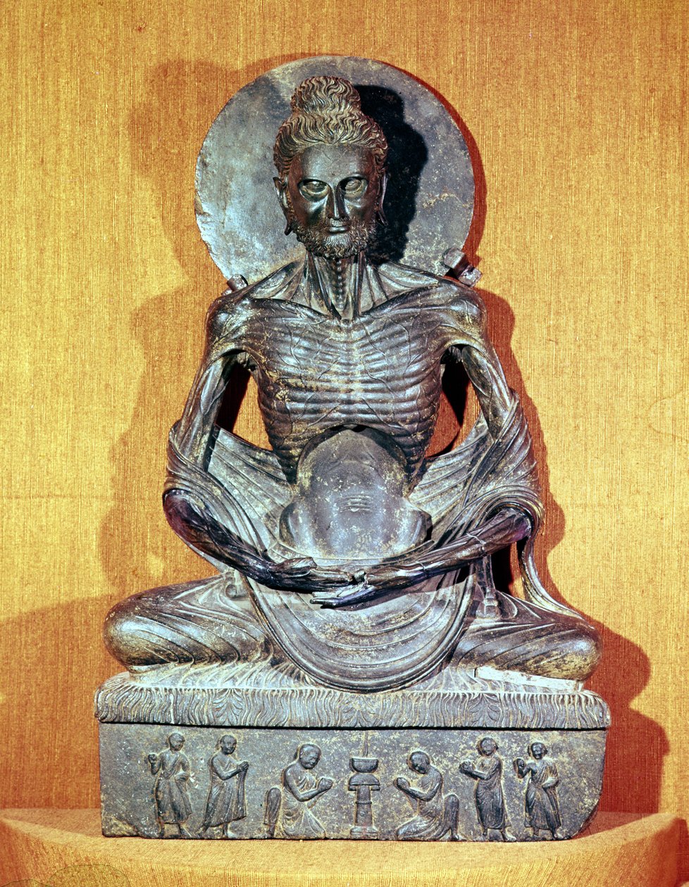 Siddende Buddha i meditation, græsk-buddhistisk stil, 1.-4. århundrede af Unbekannt Unbekannt