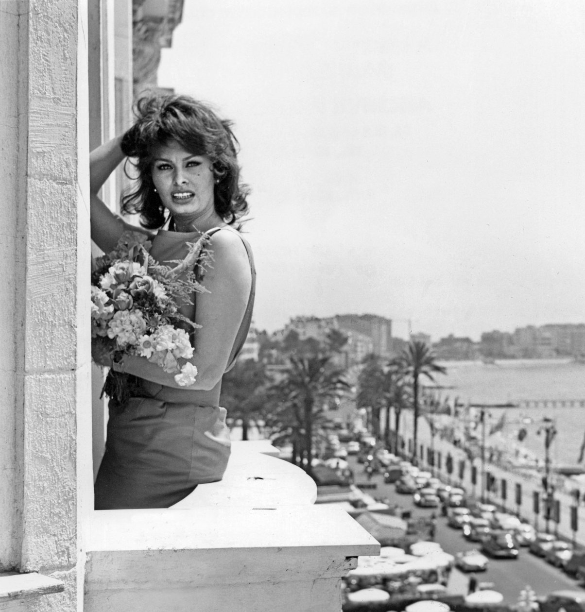 Sophia Loren under Cannes Festival den 13. maj 1959 på The Balcony of Carlton Hotel af Unbekannt Unbekannt