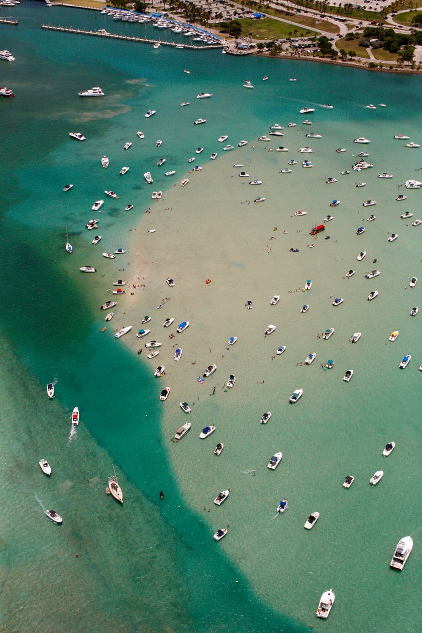 Luftfoto af både i havet, Miami af Unbekannt Unbekannt