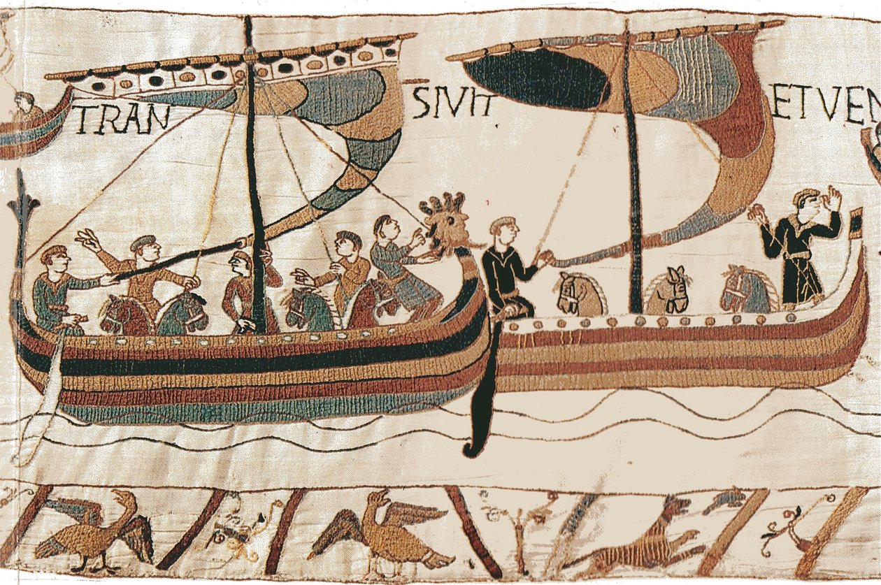 Hertug William og den normanniske invasionsflåde krydser kanalen, Bayeux Tapestry af Unbekannt Unbekannt