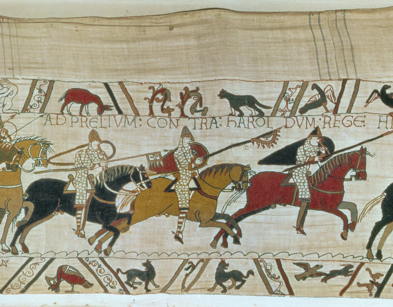 Hertug William fører sine riddere i kamp, Bayeux Tapestry af Unbekannt Unbekannt