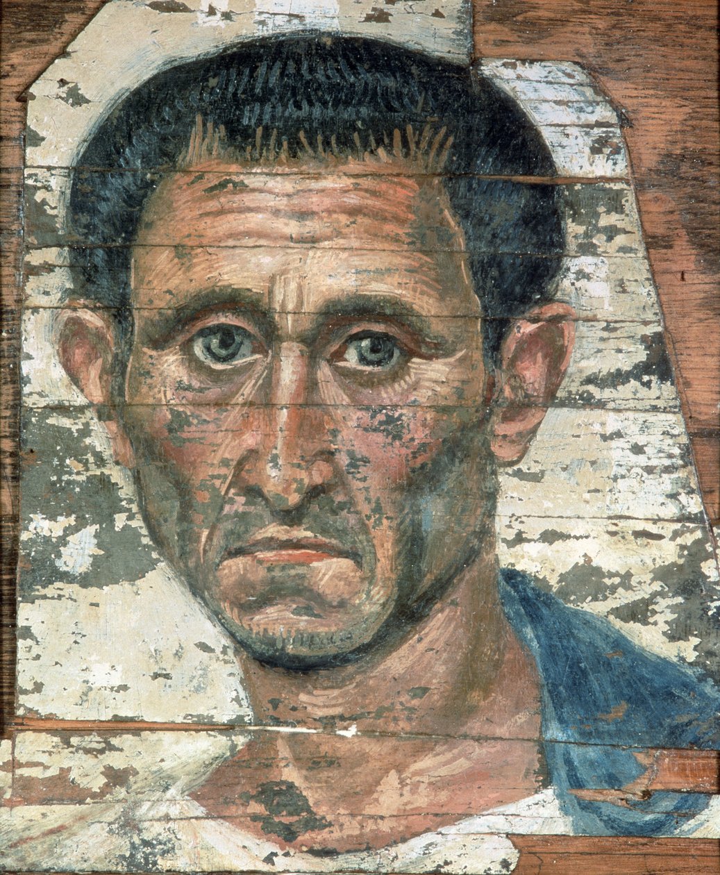 Fayum-portræt af en mand i en blå kappe, Trajanic, c.98-117 af Unbekannt Unbekannt