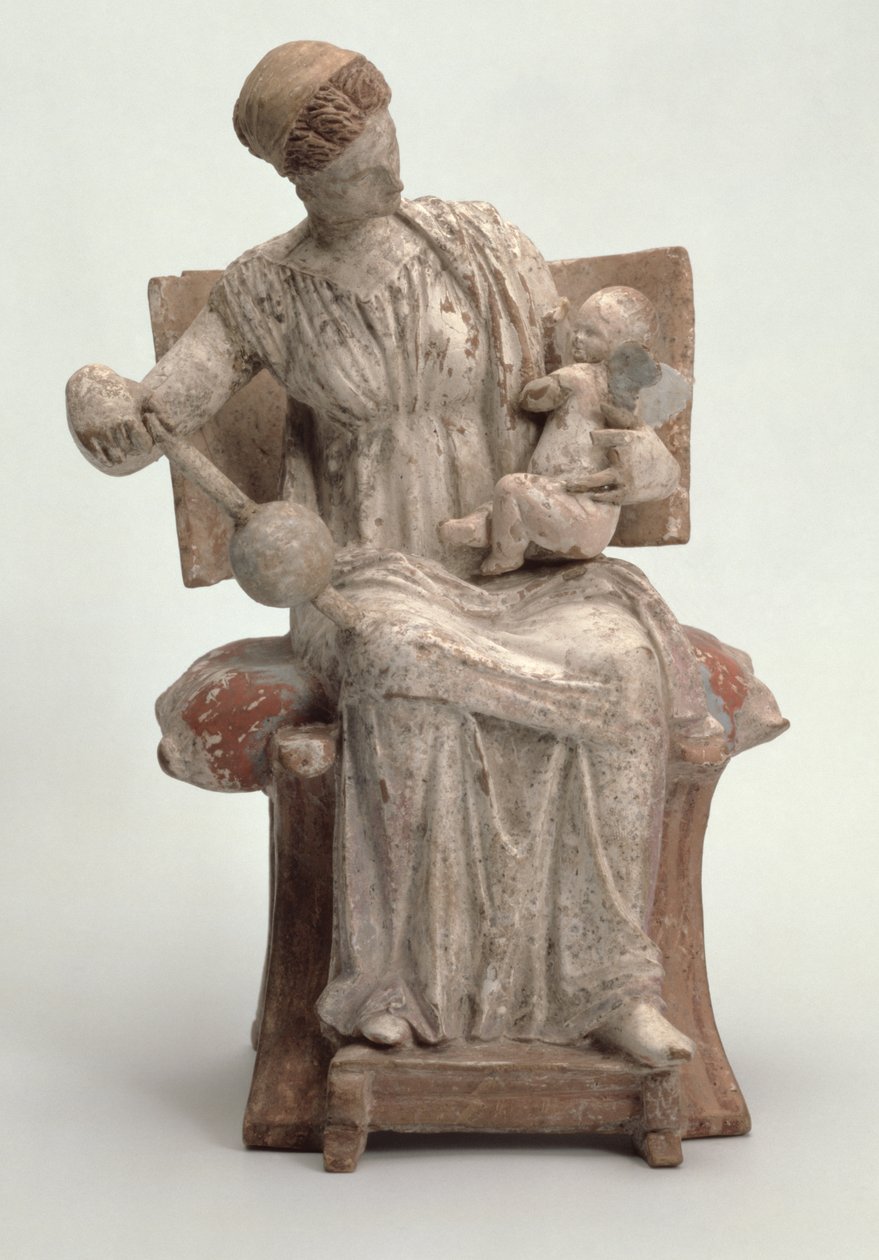 Figur af Afrodite, der leger med Eros, græsk, fra Tanagra, slutningen af det 4. århundrede f.Kr af Unbekannt Unbekannt