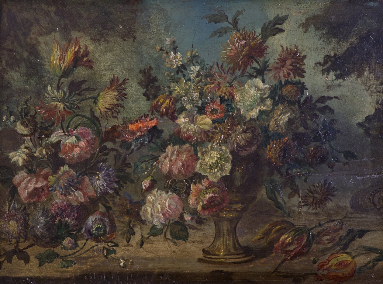 Blomster på en afsats af Unbekannt Unbekannt