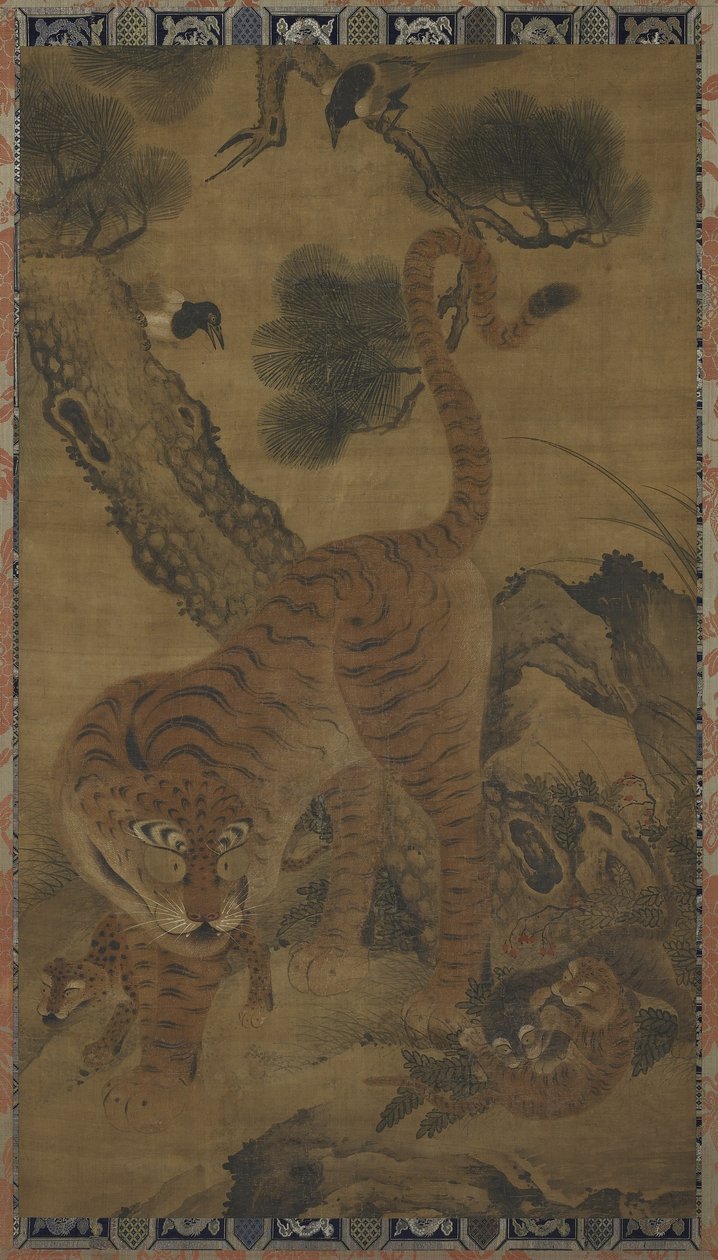 Hængende rulle: tiger og unger, Korea eller Kina, Choson-perioden eller Ming-dynastiet, 1700-tallet eller det 15.-16. århundrede af Unbekannt Unbekannt