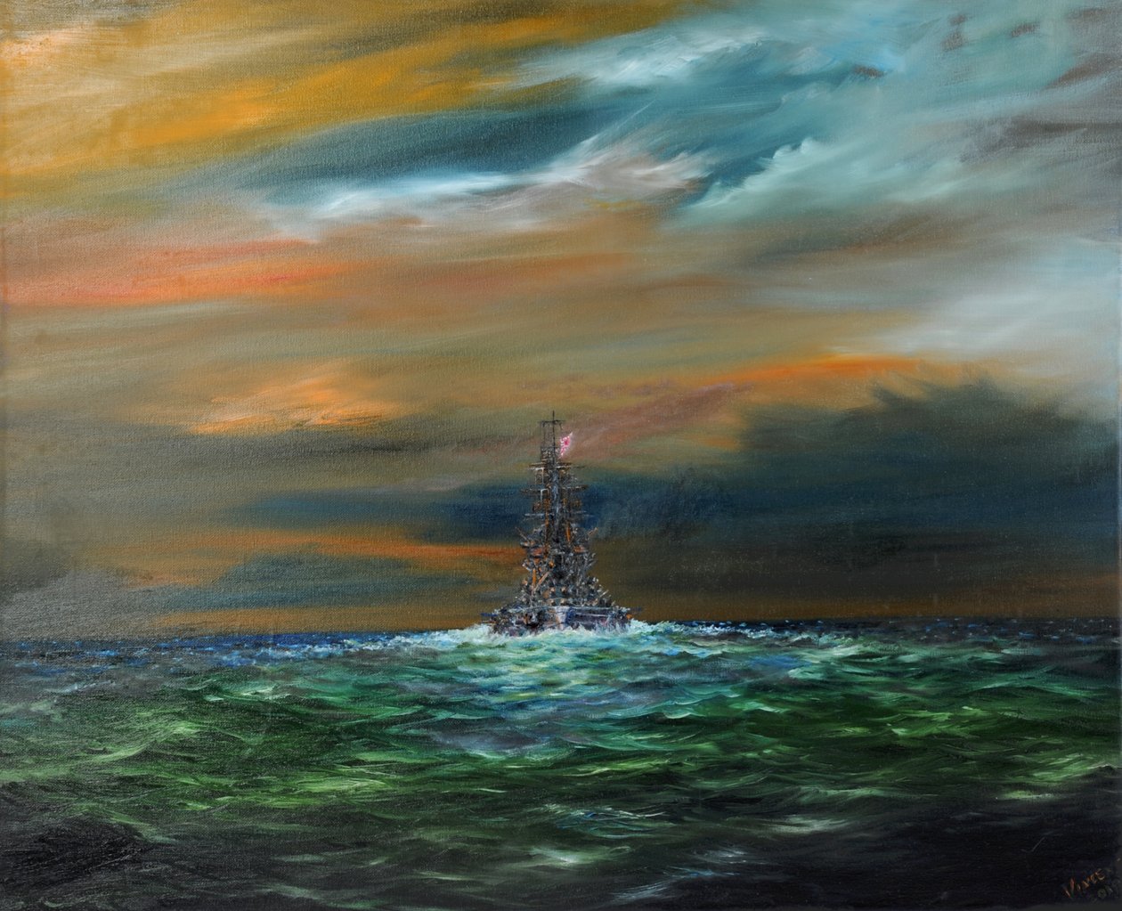 IJN Yamashiro tager mod den amerikanske 7. flåde, 24. oktober 1944, 2018, af Unbekannt Unbekannt