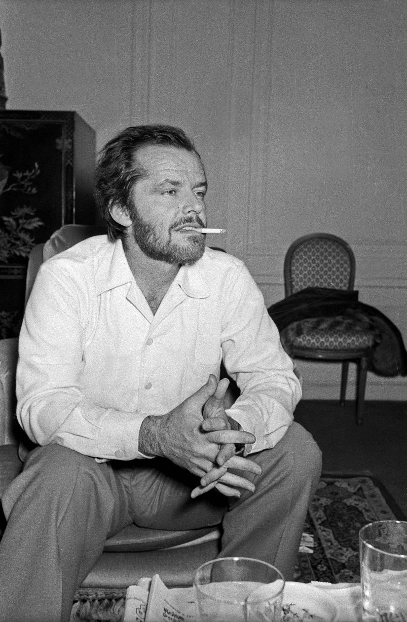 Jack Nicholson besvarede journalisterne på sit hotel i Paris den 9. december 1974 af Unbekannt Unbekannt