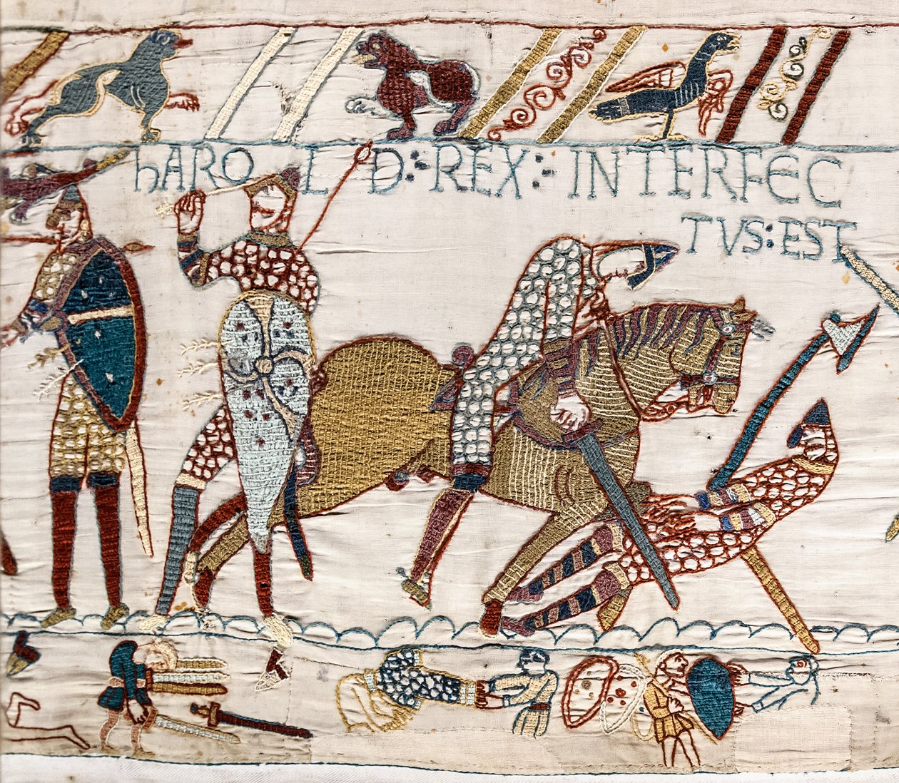 Kong Harold bliver dræbt, Bayeux Tapestry af Unbekannt Unbekannt