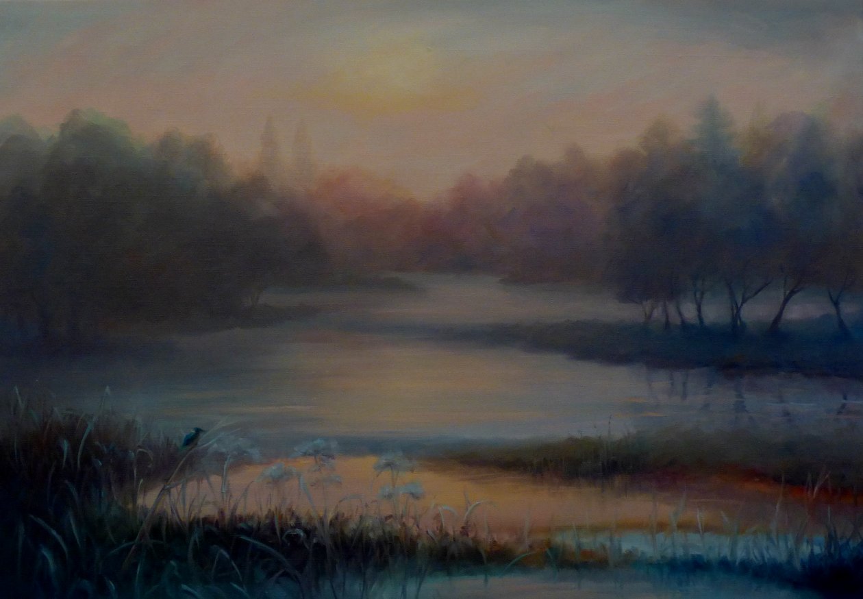 Morning Mist med Kingfisher, 2018, af Unbekannt Unbekannt