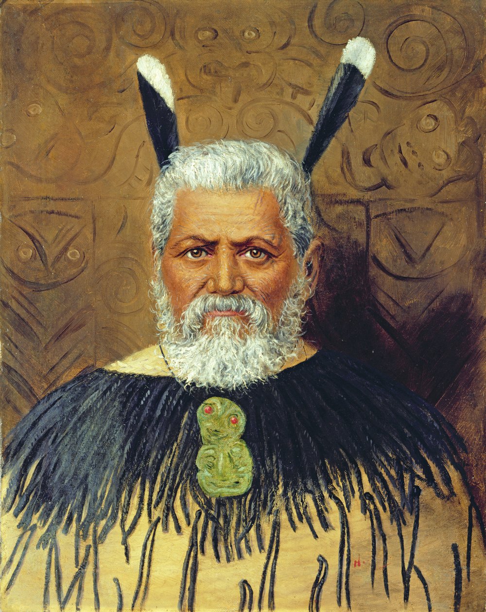 Portræt af en maori, ca. 1890 af Unbekannt Unbekannt