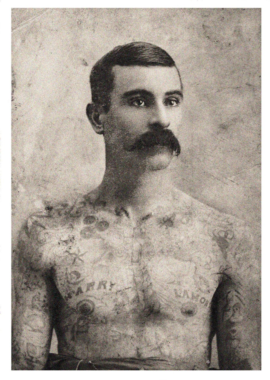 Portræt af en tatoveret britisk soldat, ca. 1909 af Unbekannt Unbekannt