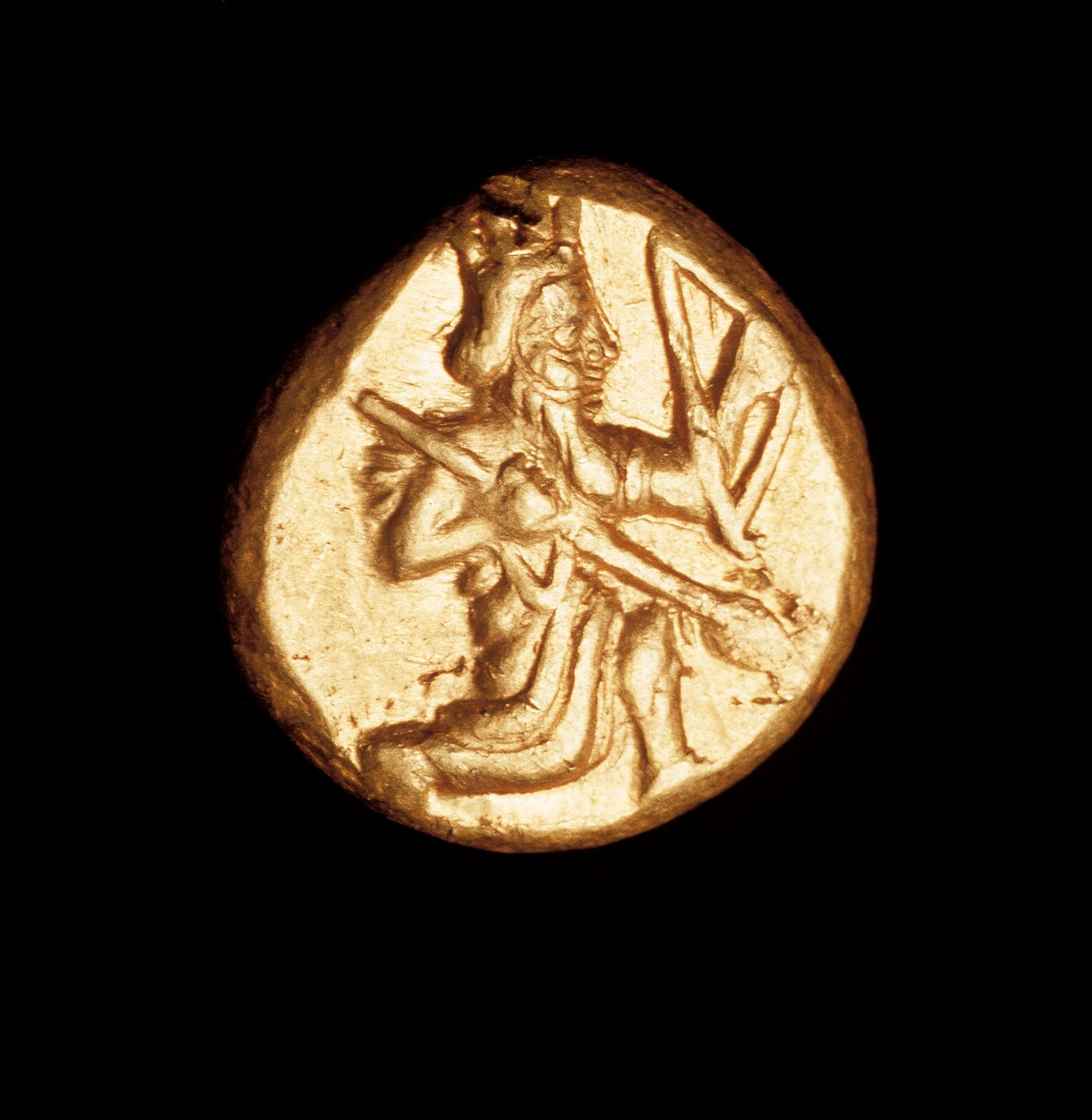 Sjælden oldgræsk mønt, guld persisk darik, stor konge knælende med bue C 450BC af Unbekannt Unbekannt