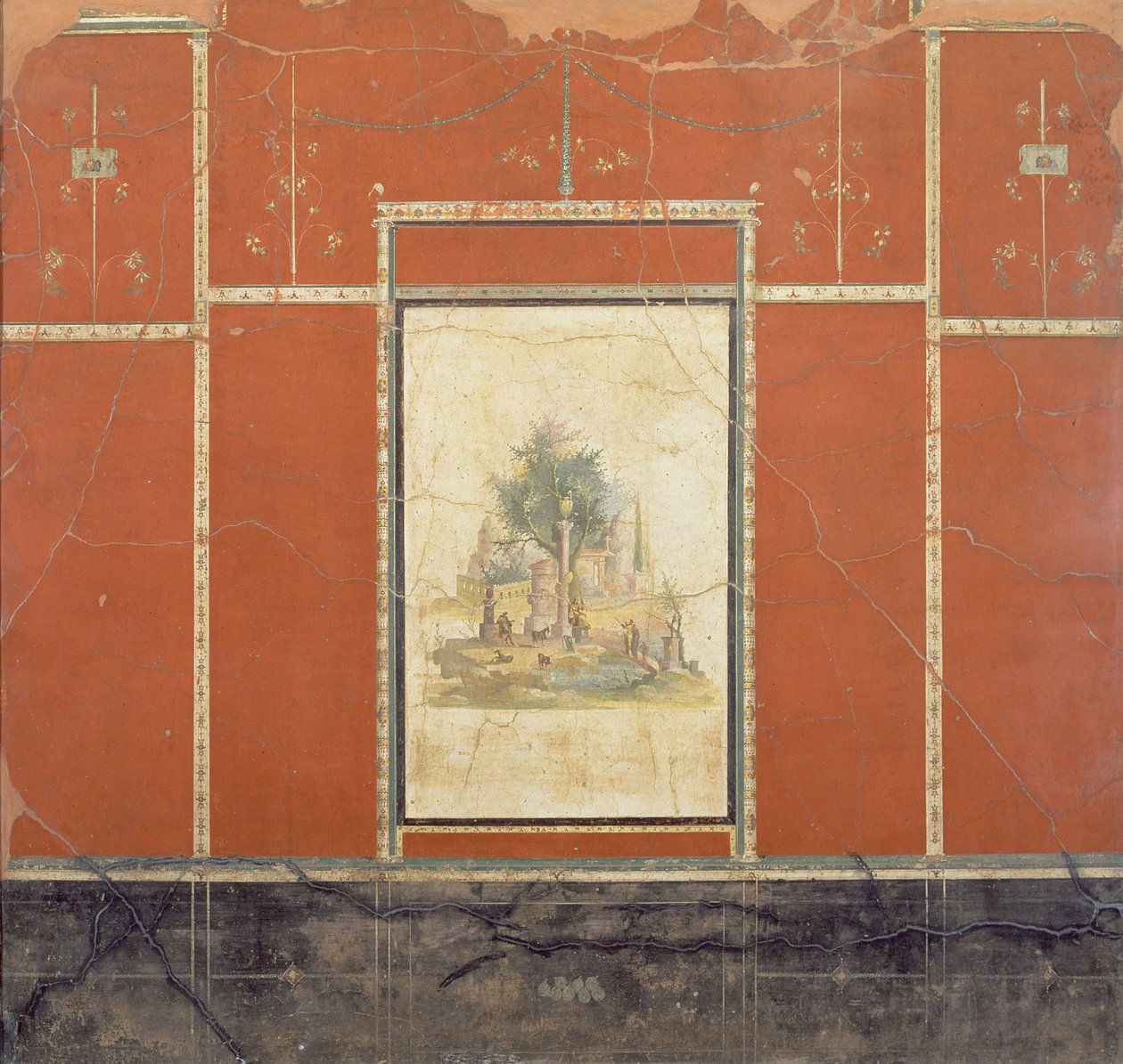 Rustikt landskab, fra det røde rum i Agrippa Postumus villa ved Boscotrecase, 10 f.Kr. af Unbekannt Unbekannt