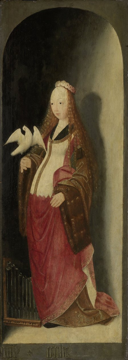 Saint Cecilia, højre fløj af et triptykon, tilskrevet Master of the Brunswick Diptykon, ca. 1490-1500 af Unbekannt Unbekannt