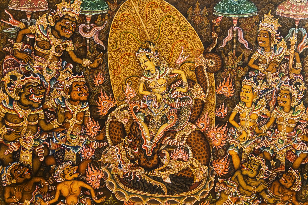 Semara og Ratih, maleri af Ketut Mandra udstillet på Puri Painting Museum, Ubud, Bali, Indonesien af Unbekannt Unbekannt