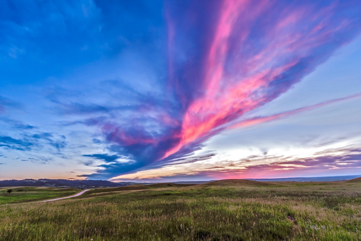 Solnedgang ved Reesor Ranch, på kanten af Cypress Hills, på grænsen mellem Alberta og Saskatchewan, 4. juli 2014 af Unbekannt Unbekannt