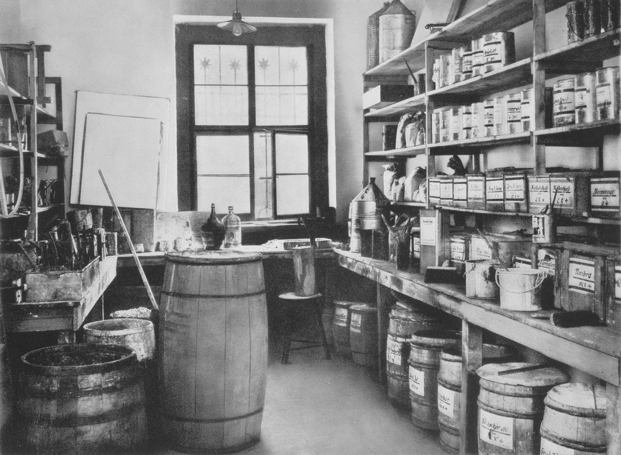 Mural Studio lagerrummet, fra værkstederne i Bauhaus, Weimar, 1923 af Unbekannt Unbekannt