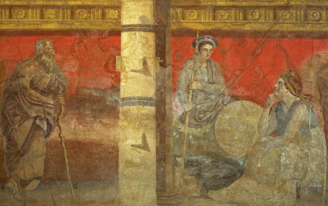 Personificeringen af Makedonien og en filosof, fra P. Fannius Synistors villa, Boscoreale, ca. 50-40 f.Kr. af Unbekannt Unbekannt