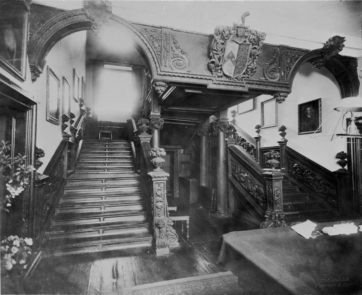 Trappen til Eyrecourt Castle, Co. Galway, Irland, ca. 1890 af Unbekannt Unbekannt