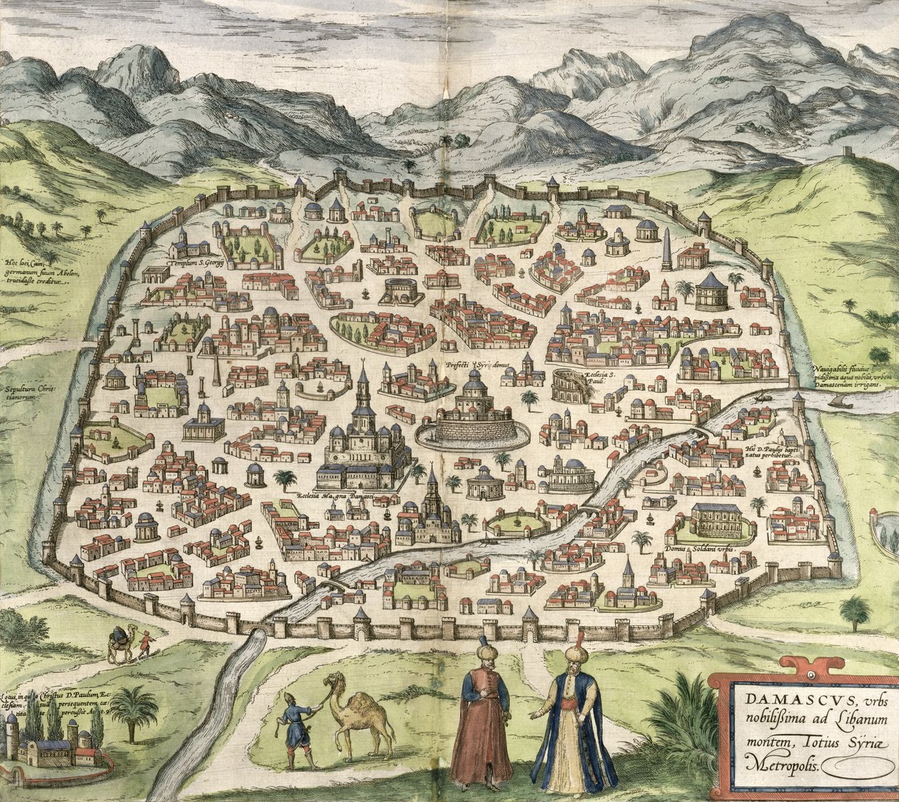 Bykort over Damaskus, Syrien, 1620 af Unbekannt Unbekannt