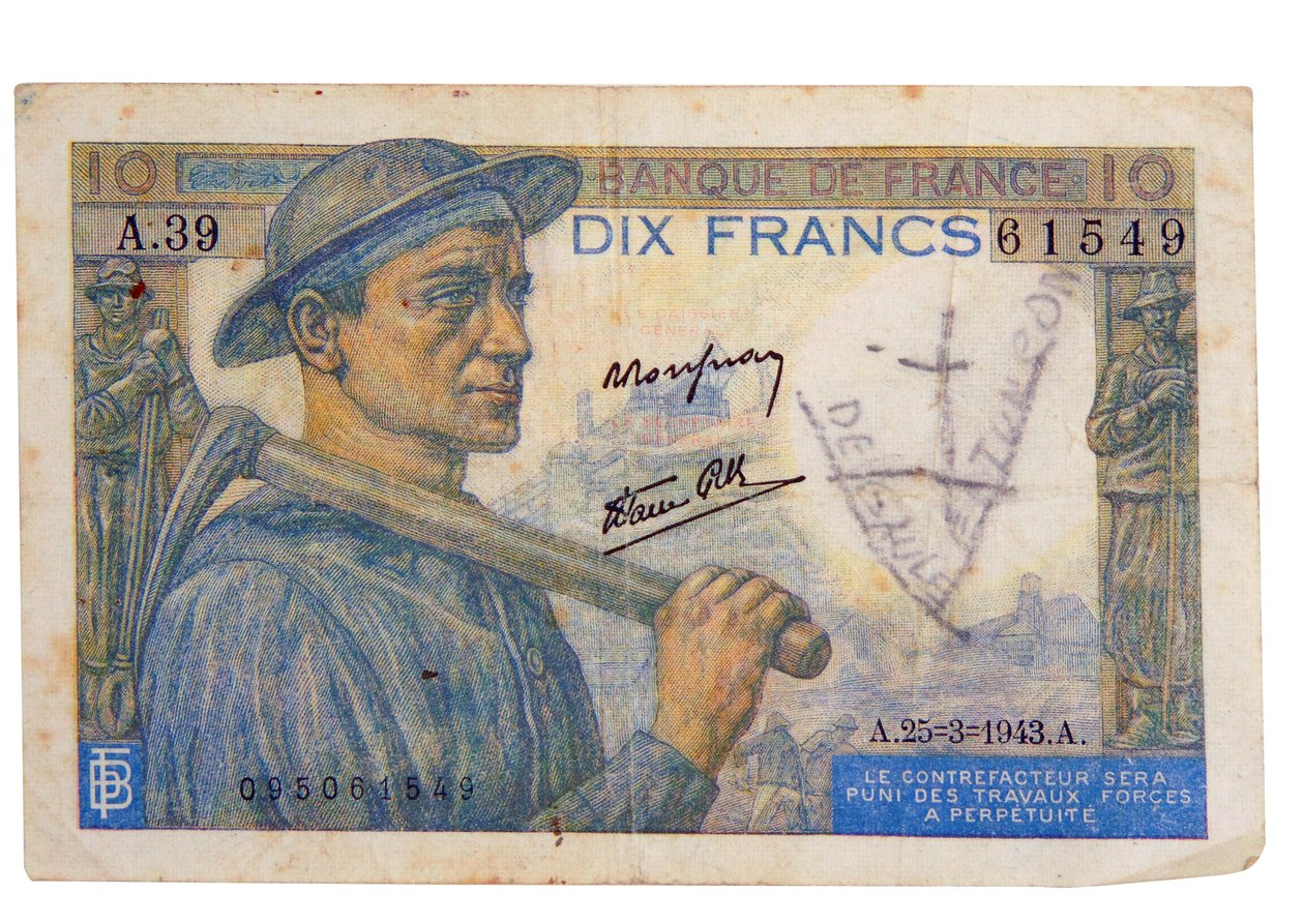 1942 10-franc seddel af Unbekannter Künstler