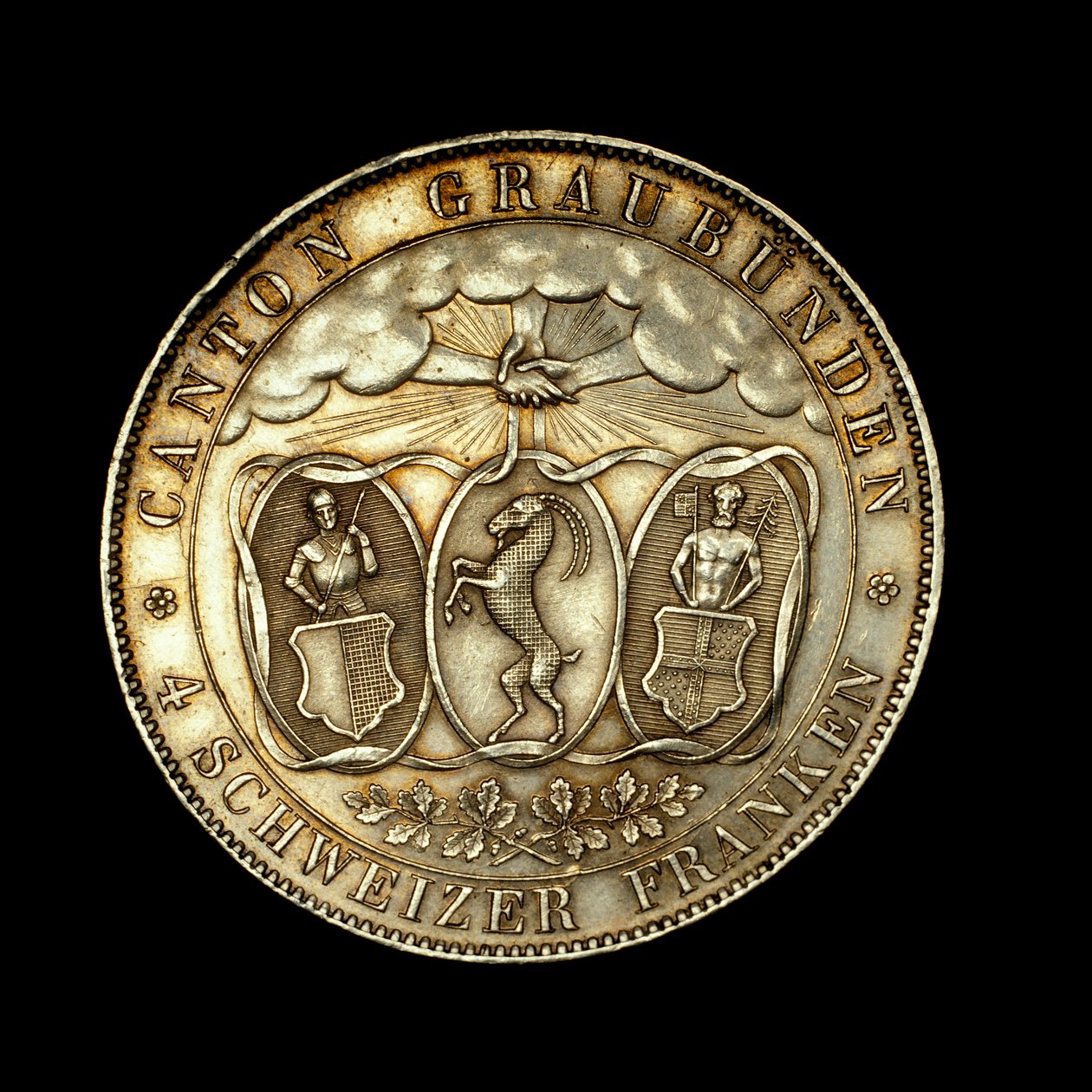 4 schweiziske franc, schweizisk mønt af Unbekannter Künstler