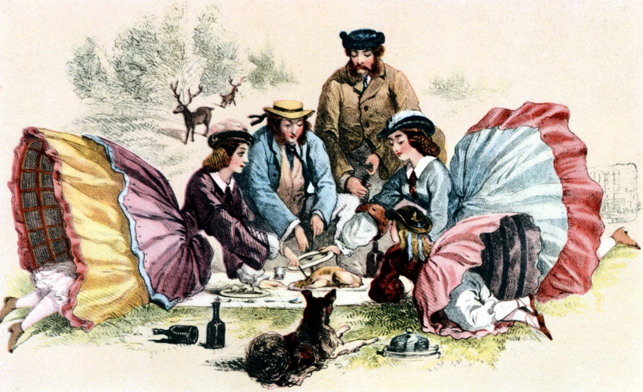 En victoriansk picnic - af Unbekannter Künstler