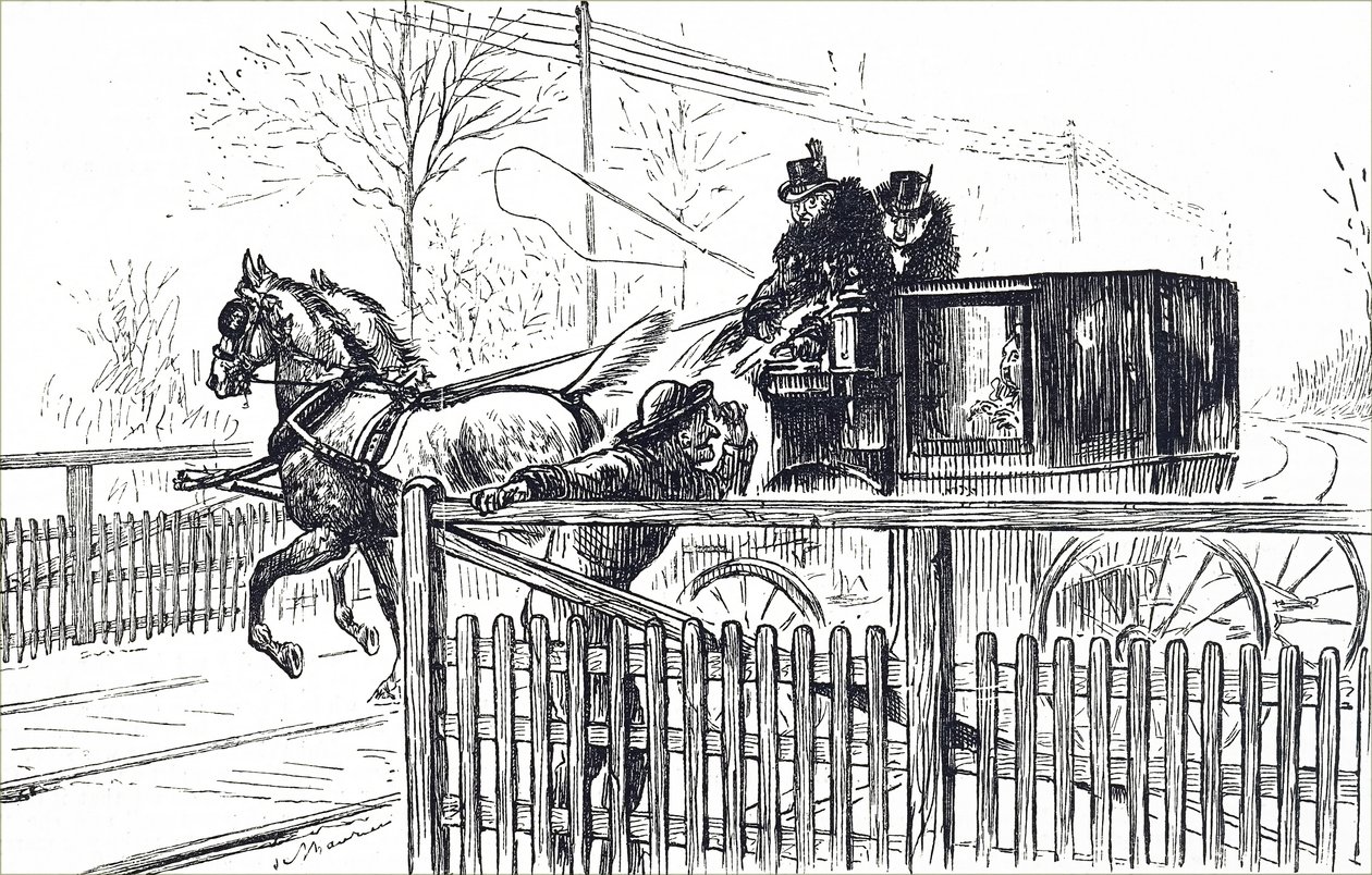 En hest og vogn kører gennem Londons gader. af Unbekannter Künstler