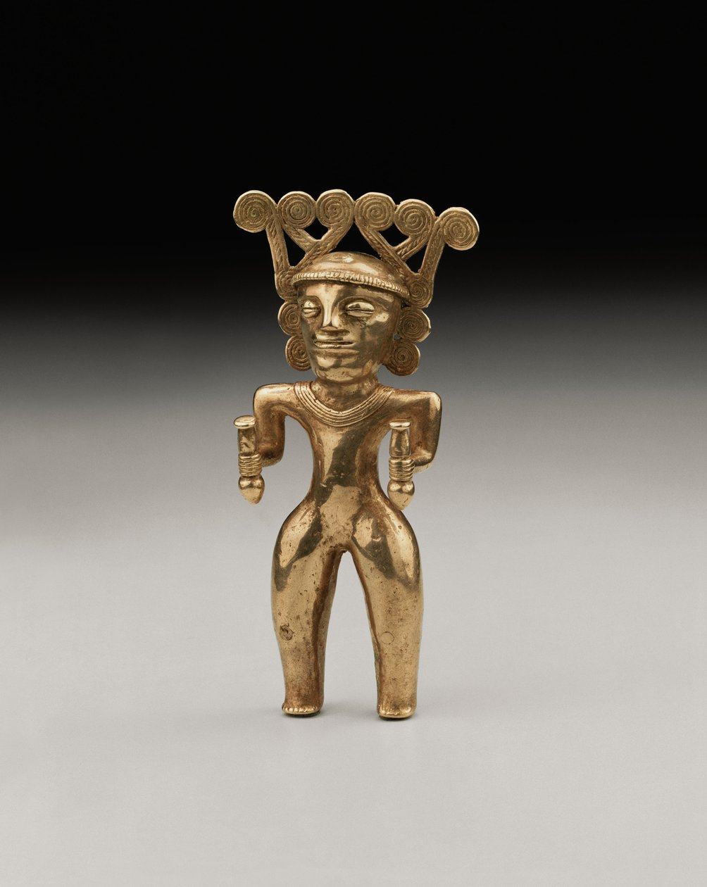 En sjælden guldfigur i international stil af en shaman, sandsynligvis fra Panama eller Costa Rica, ca. 500-1000 af Unbekannt