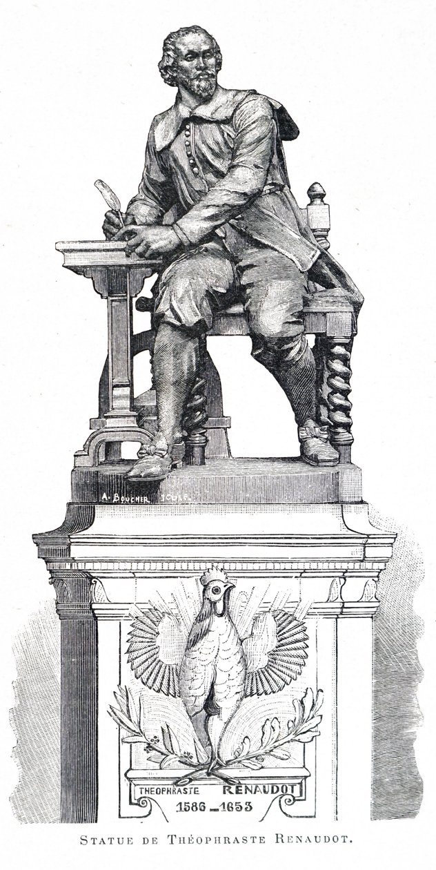 En statue af Theophraste Renaudot. af Unbekannt