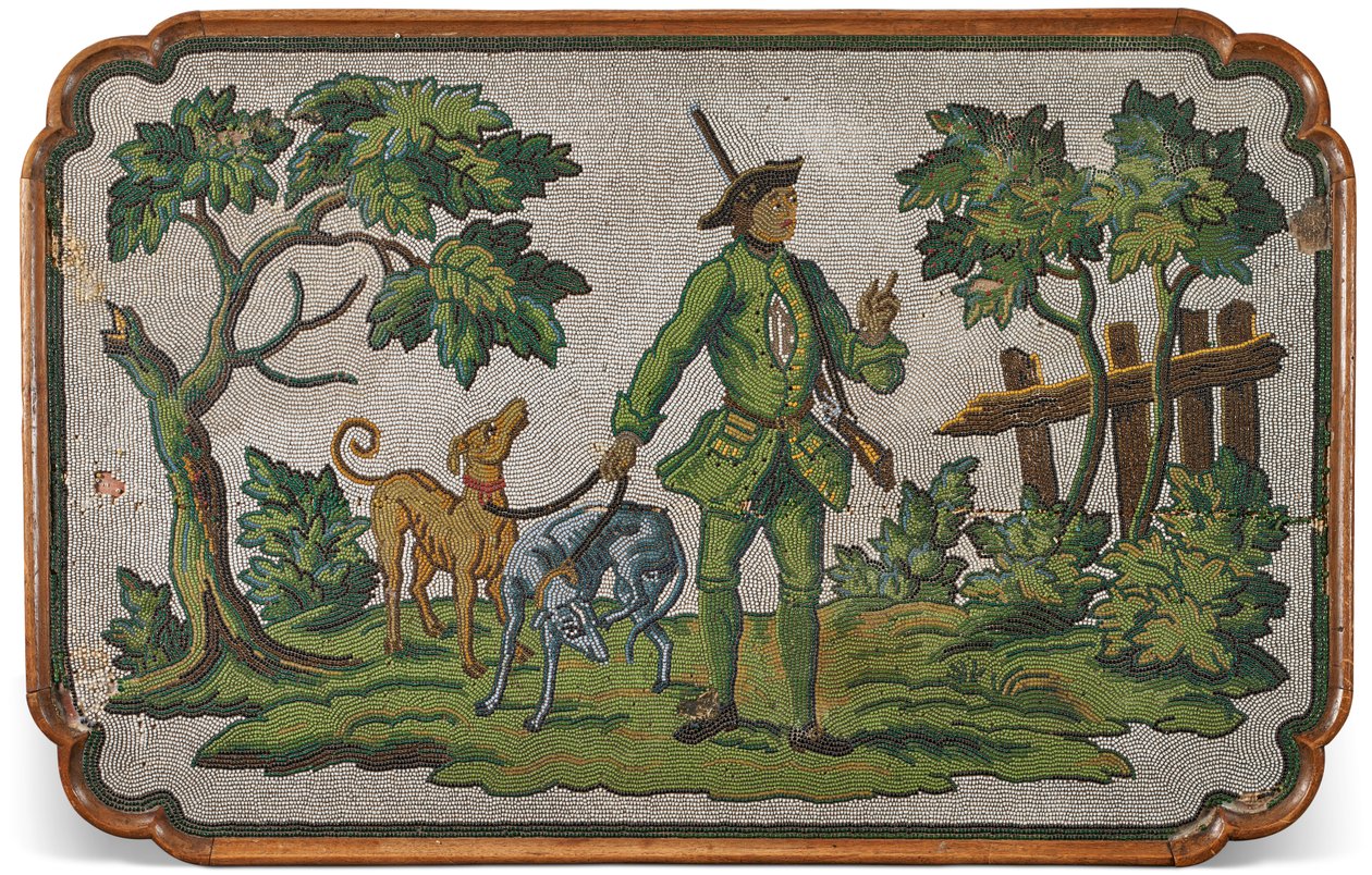 En plade af tysk eg og lejlighedsbord med perler, ca. 1740 af Unbekannter Künstler