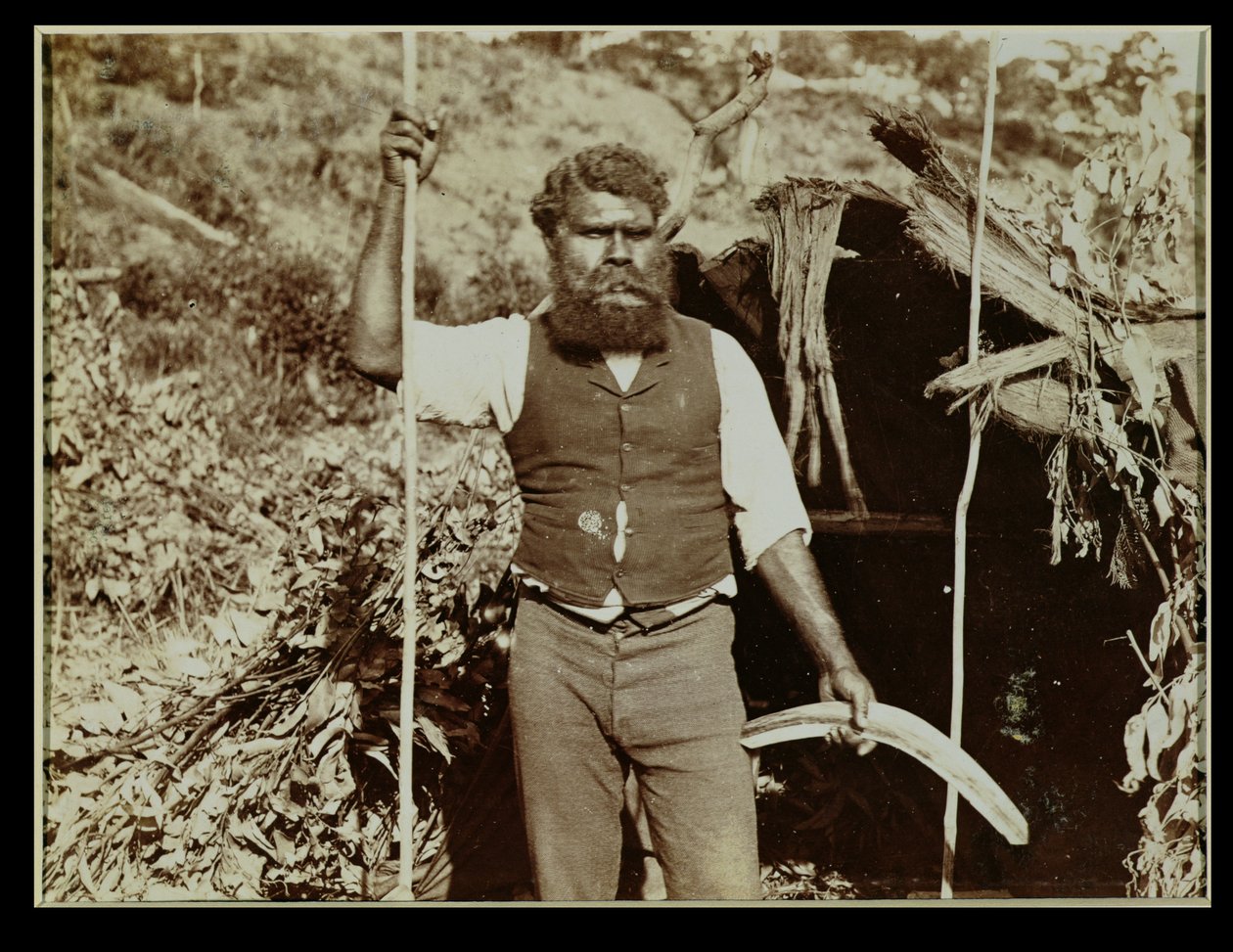 Aborigine med en Boomerang, ca. 1860