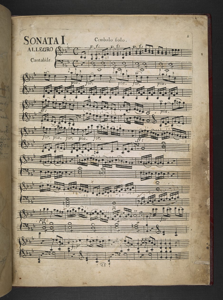 Tilføj MS 41631 f.2r Beethovens kopi af hans tre tidlige pianoforte-sonater i Eb, F-mol og D af Unbekannter Künstler