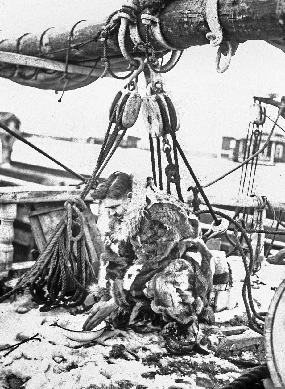 Admiral Robert Edwin Peary (1856-1920) Amerikansk opdagelsesrejsende i Arktis (Nordpolen) her på "Roosevelt" 1909 af Unbekannter Künstler