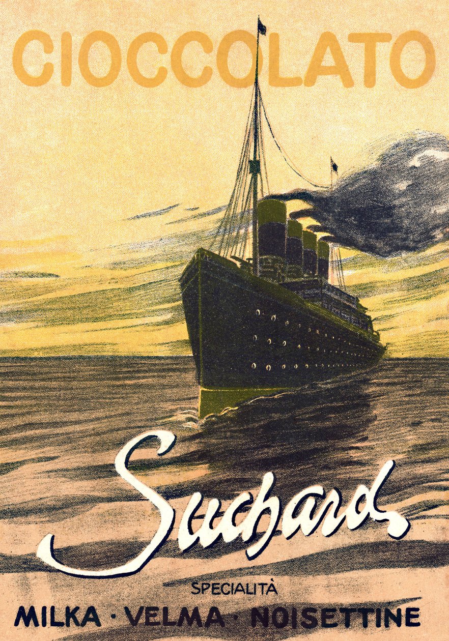 Reklame for chokoladen Milka de Suchard, der forestiller en liner, begyndelsen af 1900-tallet (plakat) af Unbekannter Künstler