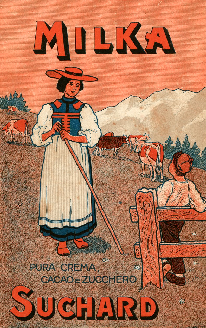 Reklame for chokoladecremen Milka de Suchard, begyndelsen af det 20. århundrede (plakat) af Unbekannter Künstler