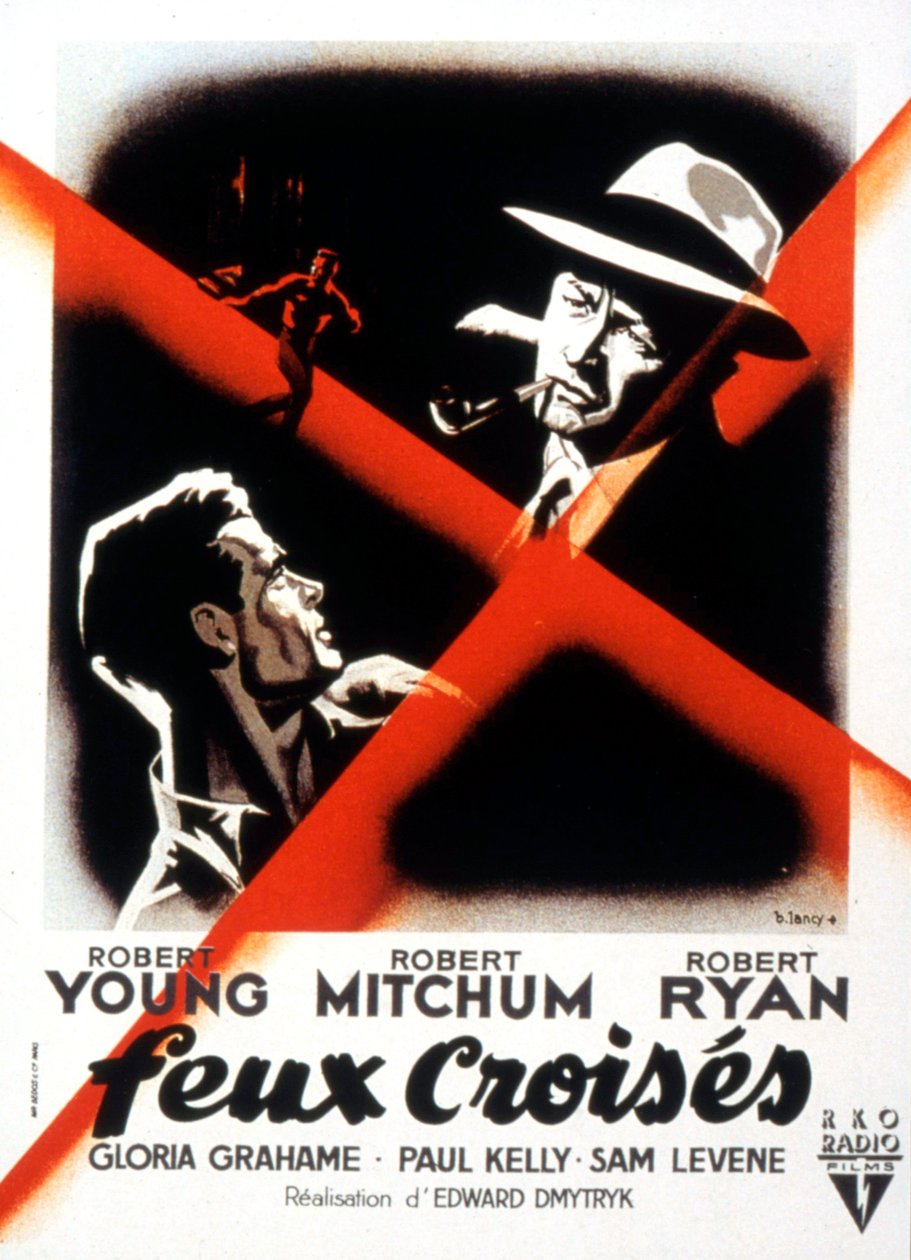Crossfire filmplakat af Edward dMytryk med Robert Young Robert Mitchum og Robert Ryan 1947 af Unbekannt
