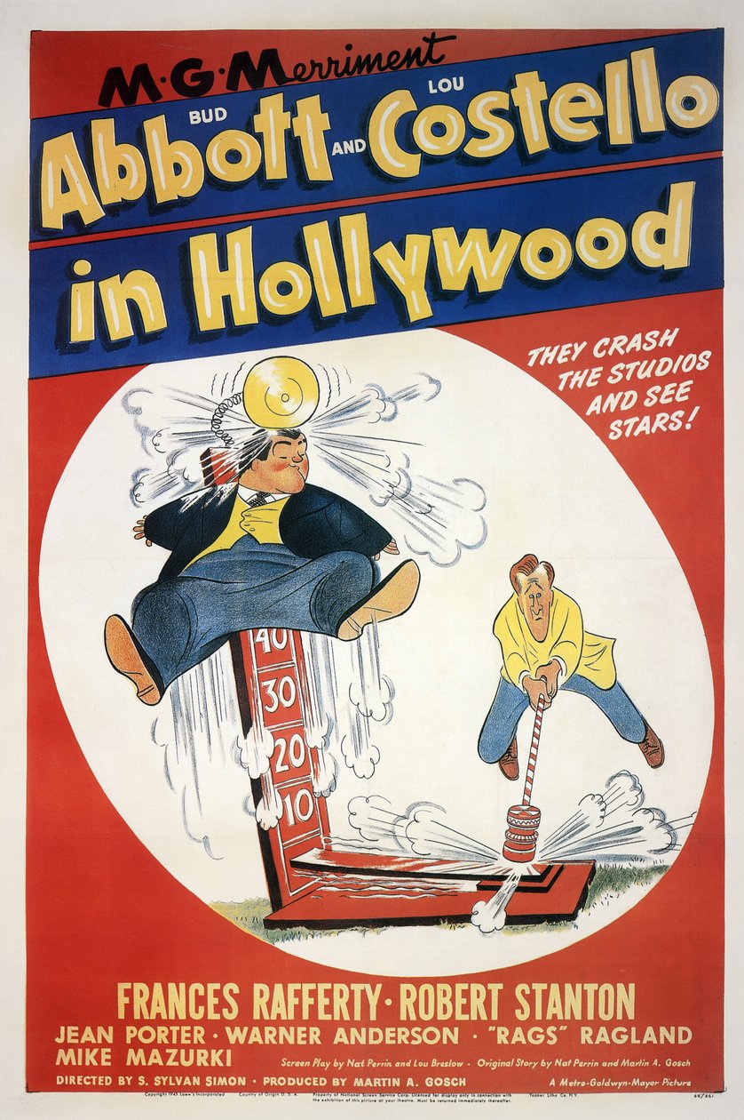 Plakat af filmen Deux nigauds a Hollywood, ABBOTT AND COSTELLO IN HOLLYWOOD af SYLVANSIMON med Bud Abbott og Lou Costello 1945 af Unbekannt