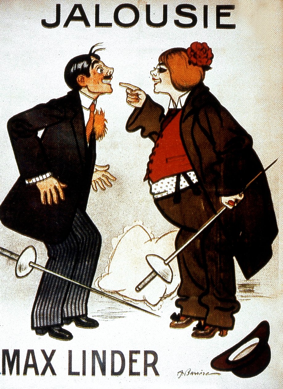 Filmplakat Jalousi (Max og den jaloux mand) af MaxLinder med Max Linder 1914 Stumfilm af Unbekannt