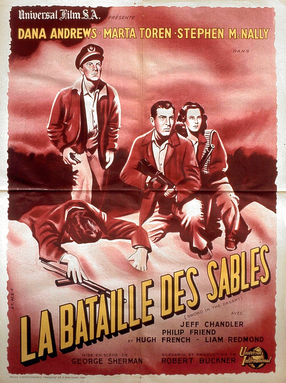 Plakat af filmen Battle of the Sands af GeorgeSherman med Dana Andrews Marta Toren og Stephen Mc Nally 1949 af Unbekannt