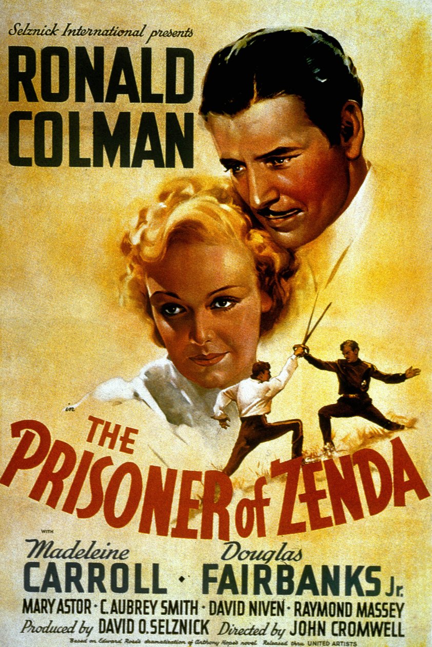 Plakat af filmen The Prisoner of Zenda af John Cromwell med Madeleine Carroll og Douglas Fairbank Jr 1937 af Unbekannt