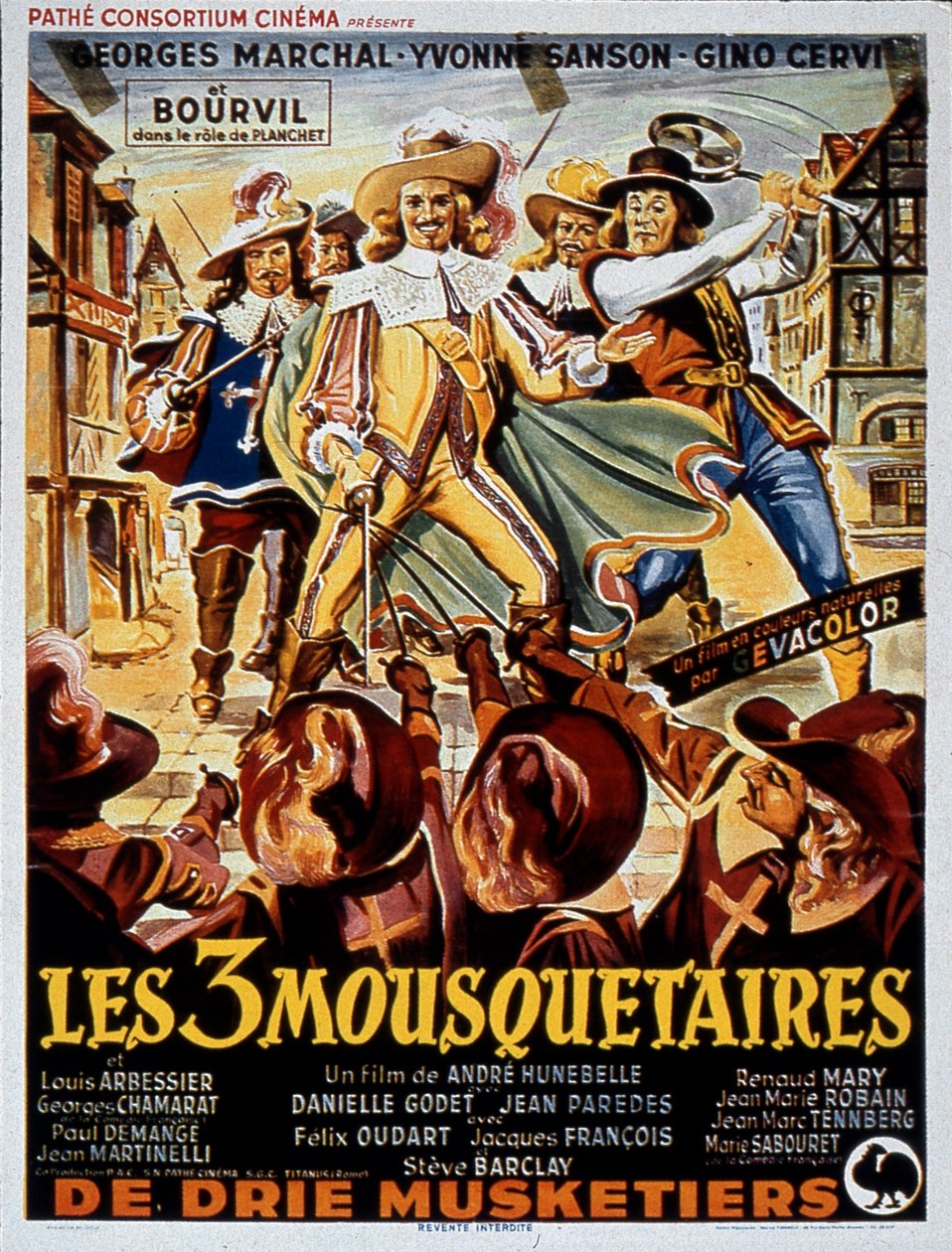Plakat af filmen The Three Musketeers af André HuneBelle med Georges Marchal (D