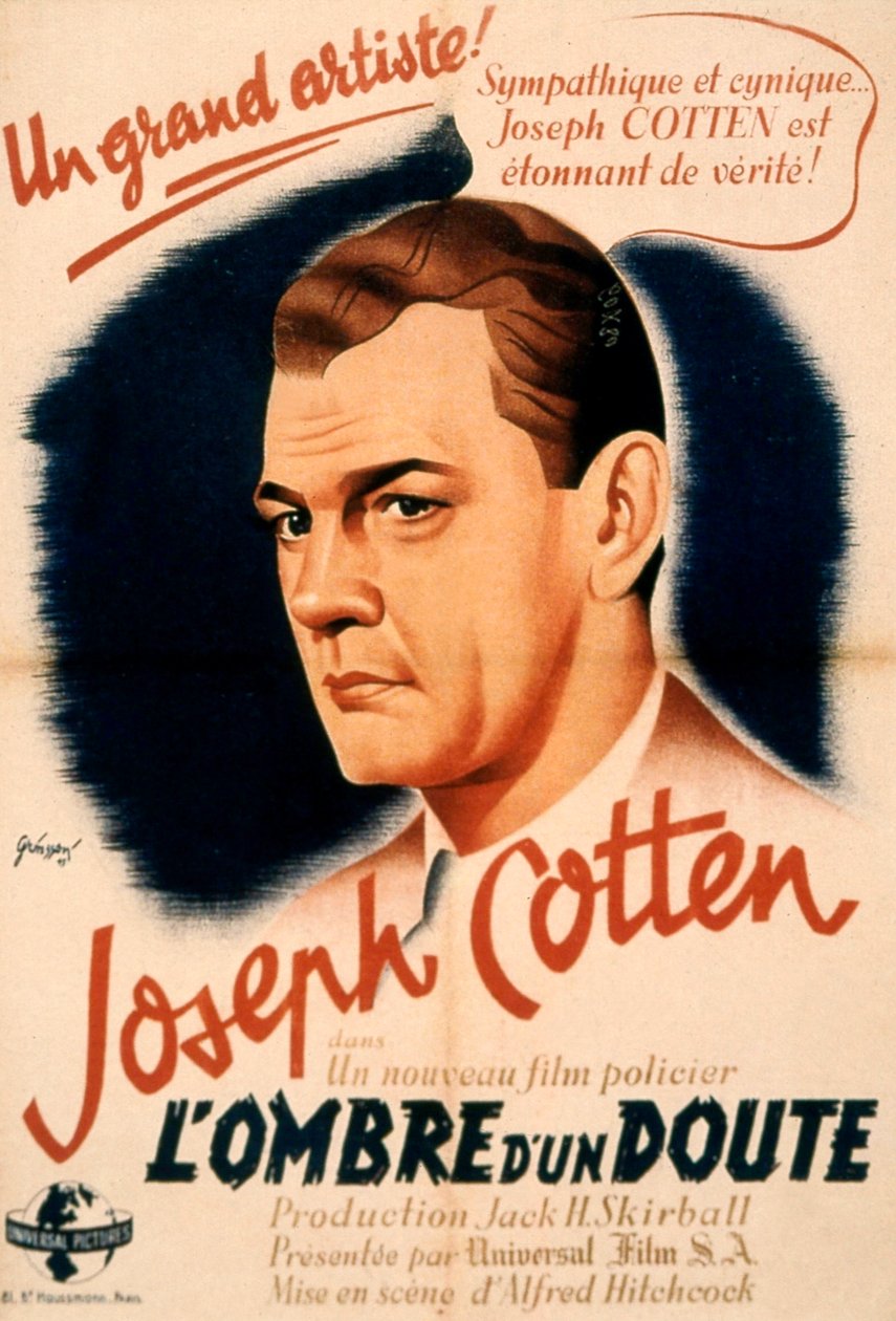 Plakat af filmen Shadow of a Doubt af AlFredhitchcock med Joseph Cotten 1943 af Unbekannt