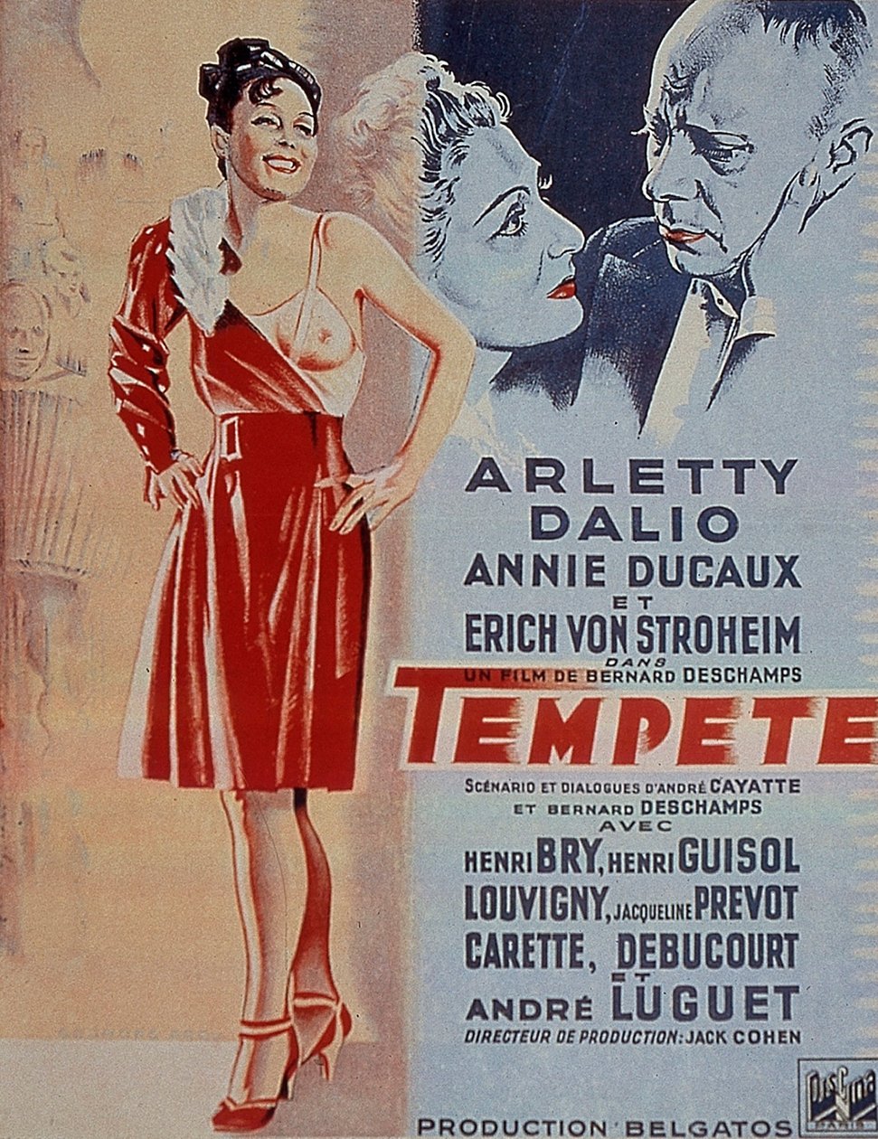 Plakat af filmen Tempete af Bernard Deschamps med Arletty 1940 af Unbekannt