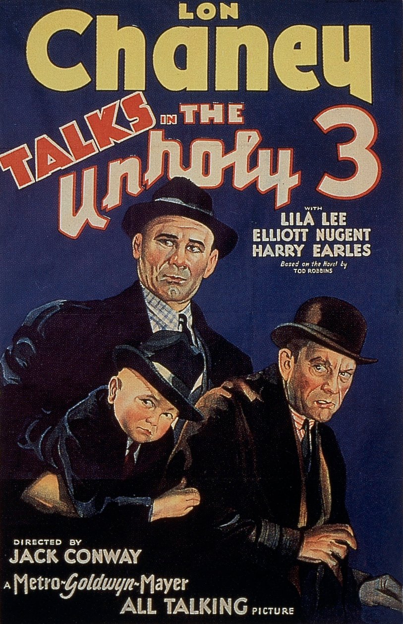 Plakat af filmen The Unholy Three af TodBrowning med lon Chaney i 1925 af Unbekannt