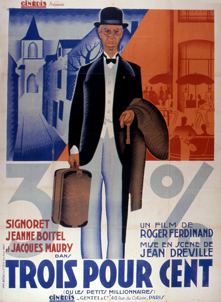 Tre procent filmplakat af JeanDreville 1933 er Frankrig af Unbekannt
