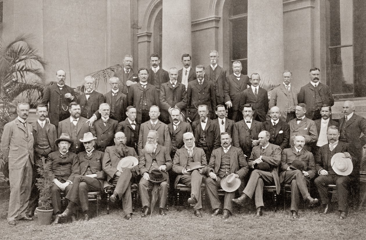 Afrikanske kolonimedlemmer af Closer Union Convention fra 1908, som nåede betingelser, som resulterede i, at det britiske parlament vedtog Sydafrika-loven af 1909. af Josef Eberz