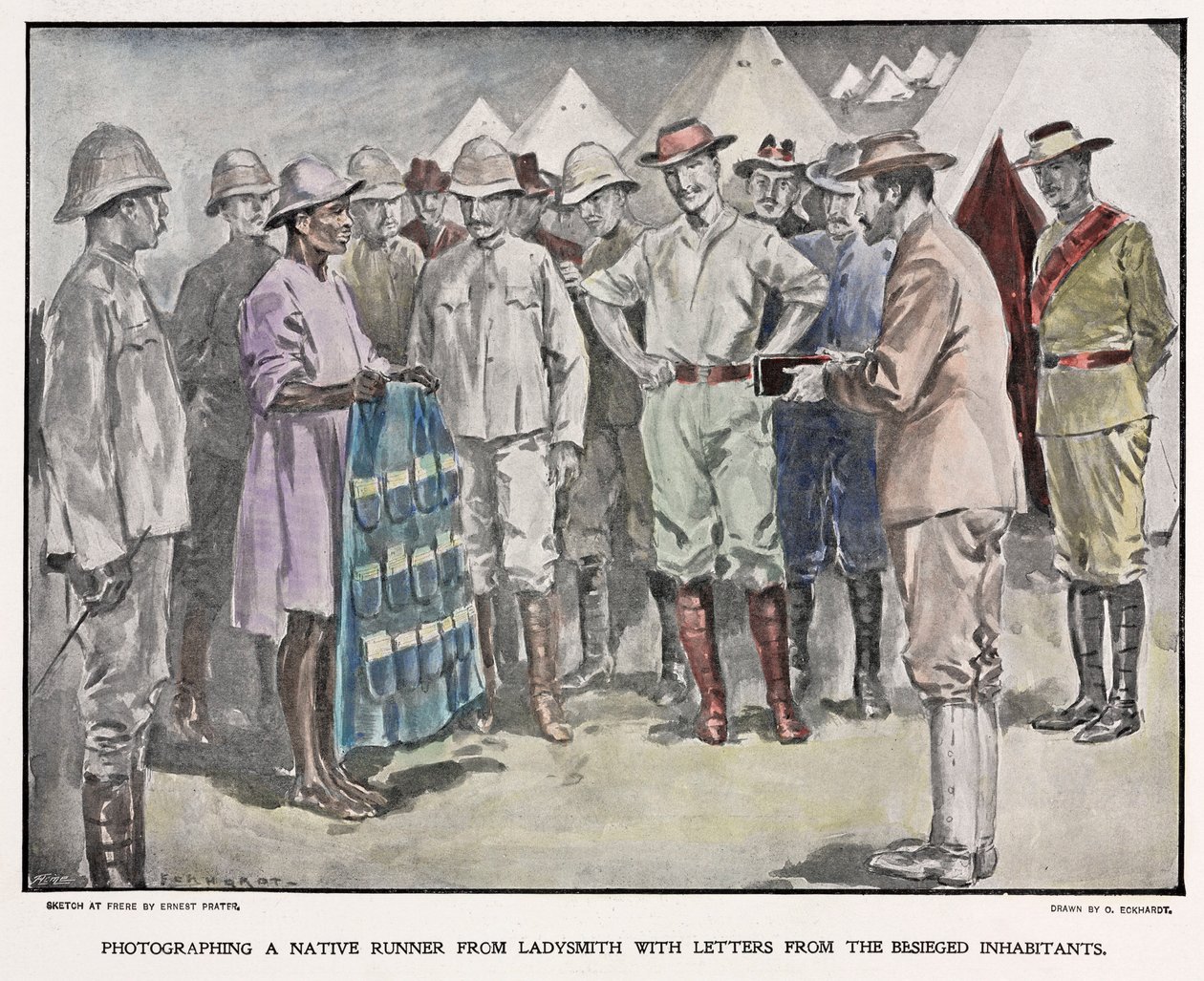 Afrikaner leverer breve til britiske soldater under Boerkrigen, ca. 1900 af Unbekannt