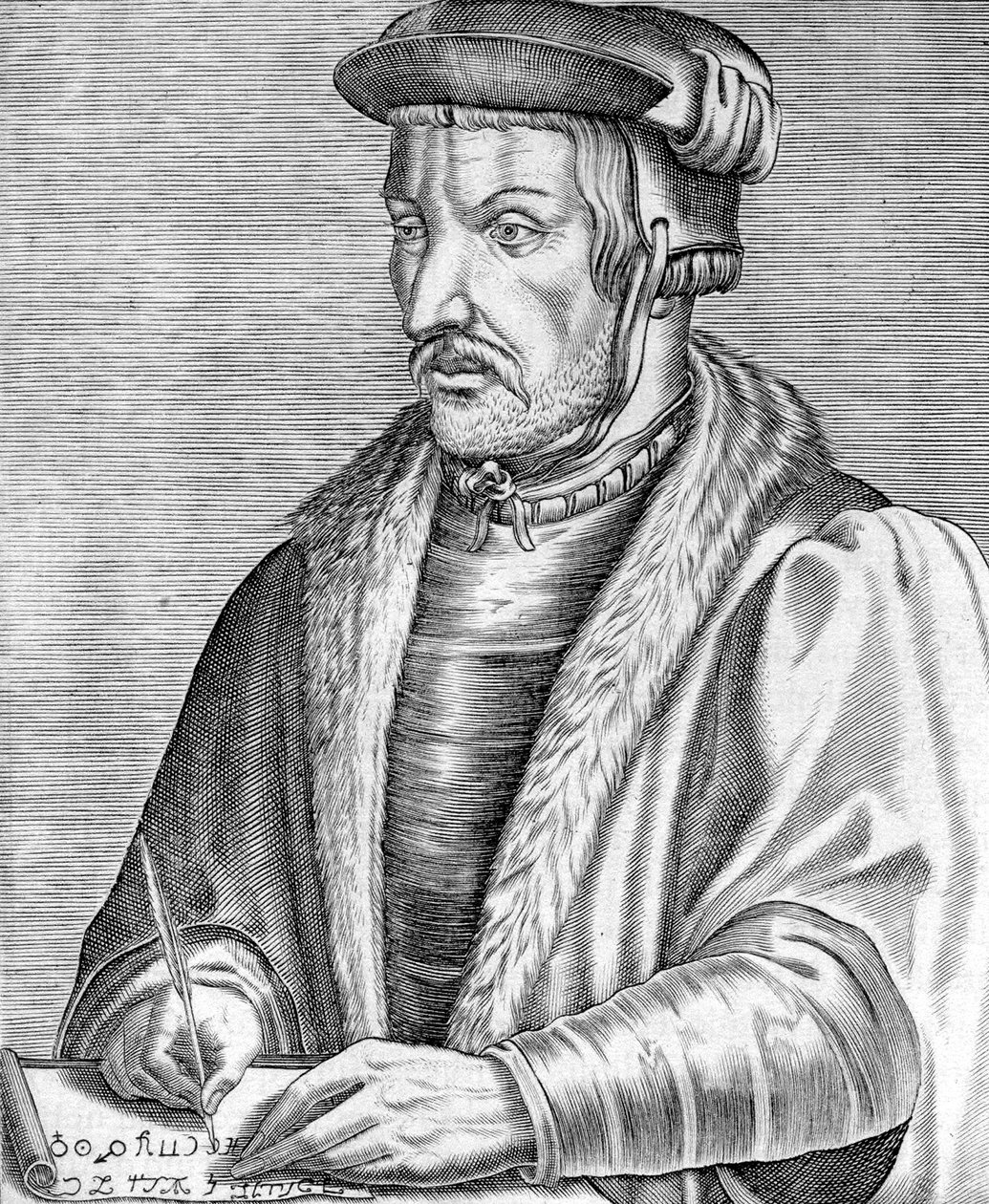 Agrippa von Nettesheim også kendt som Heinrich Cornelius (1486-1535) tysk læge, teolog og filosof, kobberstik af Unbekannter Künstler