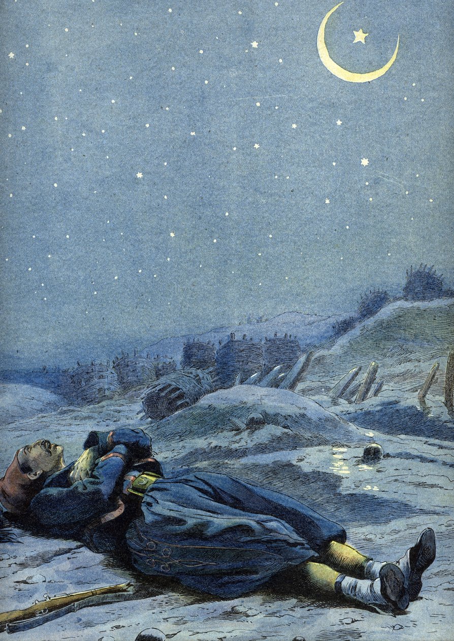 Allegori af den tyrkiske nationalsang: en soldat, der døde for sit land, omkring 1900 (Illustration) af Unbekannter Künstler